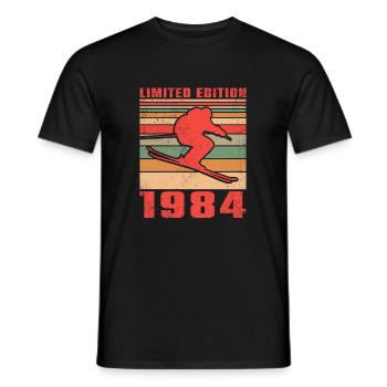 Cross-country skiing Skier's birthday 1984 - Men's T-Shirt - black - Front - AI Model Male 178 light (178cm)