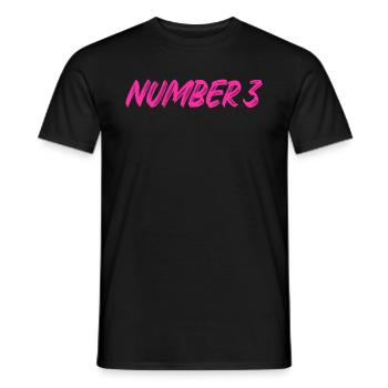 Number 3 - three - third - third - 3 - number 3 - Men's T-Shirt - black - Front - AI Model Male 178 light (178cm)