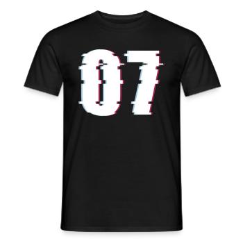 07 Sieben 7 Seven Zahl Effekt Verzerrt Nummer - Männer T-Shirt - Schwarz - Vorne - AI Model Male 178 light (178cm)