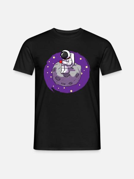 Astronauten trinkt Kaffee Kaffeesüchtiger - Männer T-Shirt - Schwarz