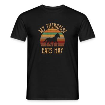 My Therapist Eats Hay, Horse - Männer T-Shirt - Schwarz - Vorne - AI Model Male 178 light (178cm)