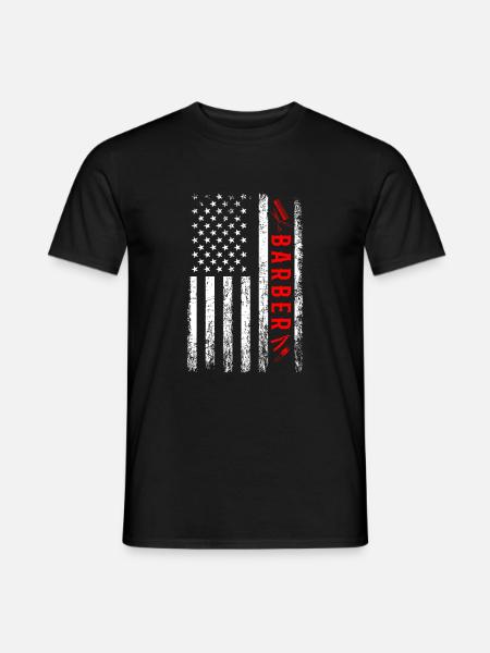 barber American Flag, haridresser barbershop - Men's T-Shirt - black