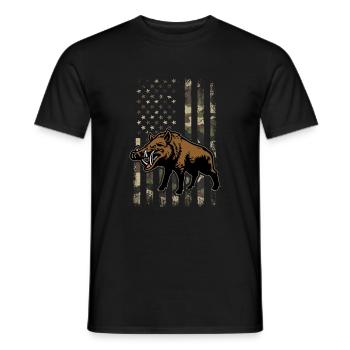 Hog Hunting American Flag, boar hunting - Männer T-Shirt - Schwarz - Vorne - AI Model Male 178 light (178cm)