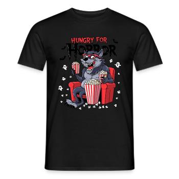 Werewolf Watching Horror Movies - Horror Movie Fan Design - Men's T-Shirt - black - Front - AI Model Male 178 light (178cm)