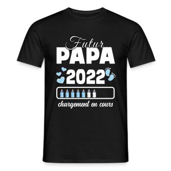Papa chargement en cours 2022. futur bébé - T-shirt homme - noir - Devant - AI Model Male 178 light (178cm)