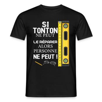 Mon Tonton réparateur qui déchire humour bricolage - T-shirt homme - noir - Devant - AI Model Male 178 light (178cm)