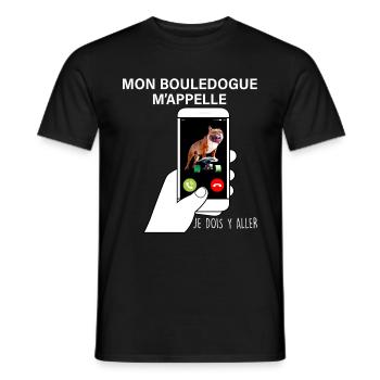 Bouledogue Humour Téléphone portable - T-shirt homme - noir - Devant - AI Model Male 178 light (178cm)