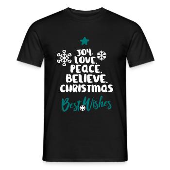 Joy Love Peace Believe Christmas - Men's T-Shirt - black - Front - AI Model Male 178 light (178cm)