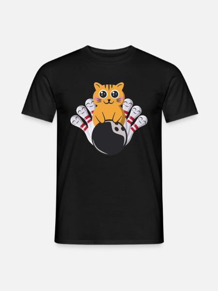 Bowling Cat Kawaii - Men's T-Shirt - black