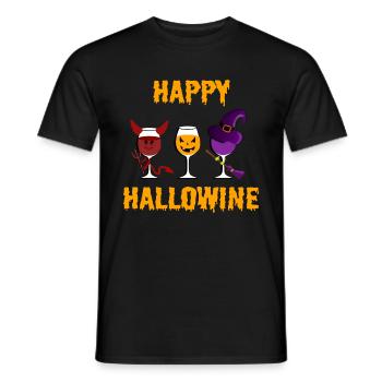 Happy Hallowine Wein Teufel Hexe Kürbis Halloween - Männer T-Shirt - Schwarz - Vorne - AI Model Male 178 light (178cm)