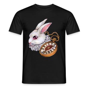 Weißes Kaninchen Hase mit Taschenuhr Alice Style - Männer T-Shirt - Schwarz - Vorne - AI Model Male 178 light (178cm)