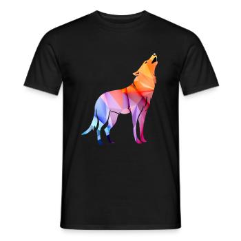 Heulender Polygon Wolf - Männer T-Shirt - Schwarz - Vorne - AI Model Male 178 light (178cm)