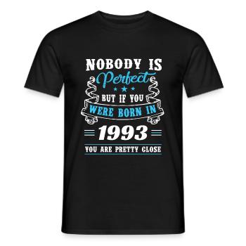Né en 1993 assez proche de la perfection - T-shirt homme - noir - Devant - AI Model Male 178 light (178cm)