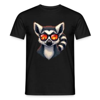 Ein stylischer Lemur mit Sonnenbrille - Männer T-Shirt - Schwarz - Vorne - AI Model Male 178 light (178cm)