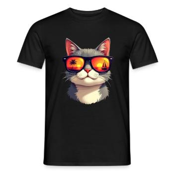 A cat wearing sunglasses - Men's T-Shirt - black - Front - AI Model Male 178 light (178cm)