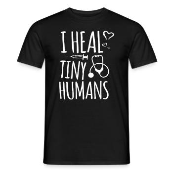 I heal tiny humans Pediatrician - Men's T-Shirt - black - Front - AI Model Male 178 light (178cm)