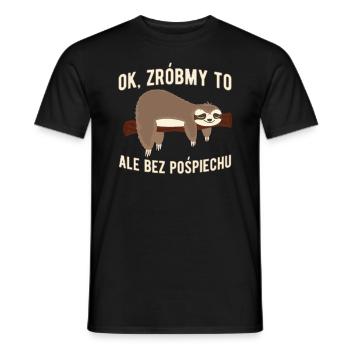 Sloth sleeps on branch in polish - Men's T-Shirt - black - Front - AI Model Male 178 light (178cm)