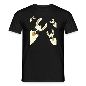 Lamas und Alpakas mit Sonnenbrille Geschenk - Männer T-Shirt - Schwarz - Vorne - AI Model Male 178 light (178cm)