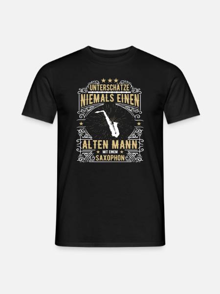 Unterschätze Niemals Einen Alten Saxophonspieler - Männer T-Shirt - Schwarz