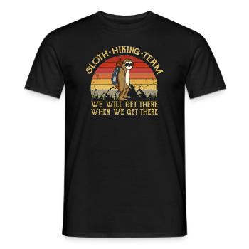 Sloth Hiking Team We Get There | Funny sloth - Men's T-Shirt - black - Front - AI Model Male 178 light (178cm)
