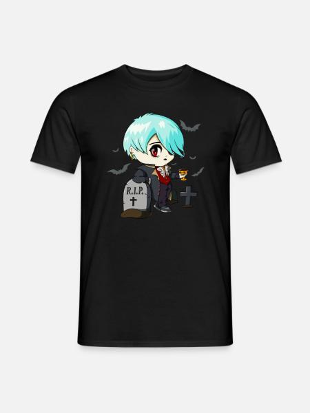 Gothic Vampir Emo Anime Goth Chibi Auf Friedhof - Männer T-Shirt - Schwarz