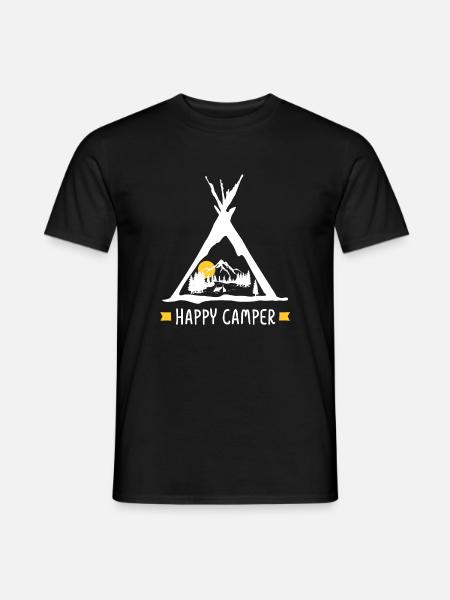 Camper heureux camping meilleur cadeau tente tente - T-shirt homme - noir