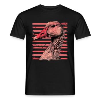Gans mit vintage pinken Streifen - Männer T-Shirt - Schwarz - Vorne - AI Model Male 178 light (178cm)