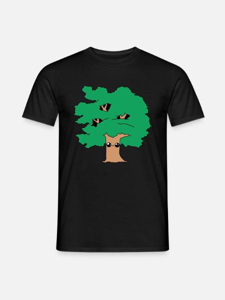 Tree smiling cute trees kawaii cute - Men's T-Shirt - black