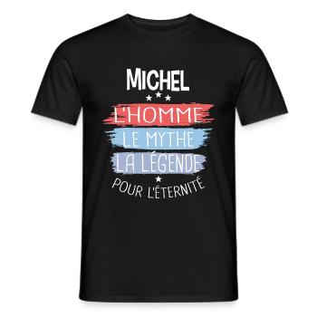 Michel l'homme le mythe la légende - T-shirt homme - noir - Devant - AI Model Male 178 light (178cm)