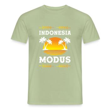 Mode Indonésie - T-shirt homme - vert sauge - Devant - AI Model Male 178 light (178cm)