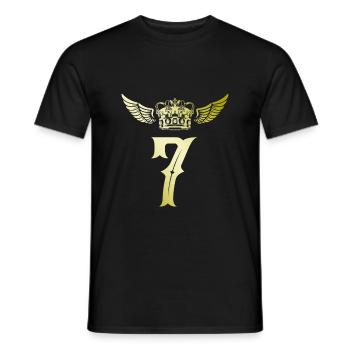 7 Zahl Krone - Männer T-Shirt - Schwarz - Vorne - AI Model Male 178 light (178cm)