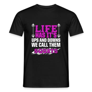 squats fitness - Men's T-Shirt - black - Front - AI Model Male 178 light (178cm)