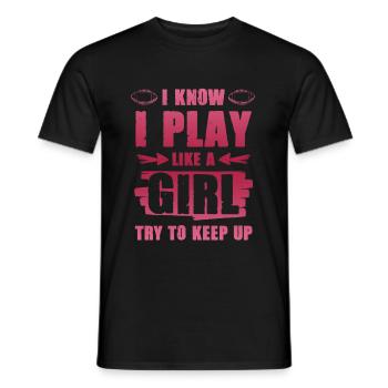 girl girl football - Men's T-Shirt - black - Front - AI Model Male 178 light (178cm)