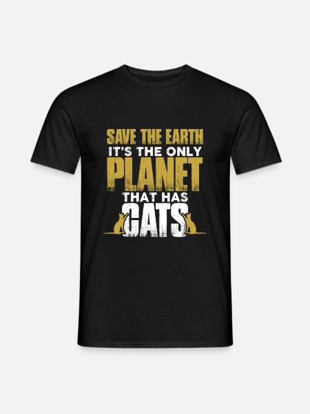 planet protection cats - Men's T-Shirt - black
