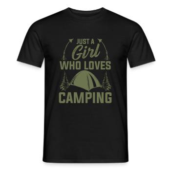 girl loves camping - Men's T-Shirt - black - Front - AI Model Male 178 light (178cm)