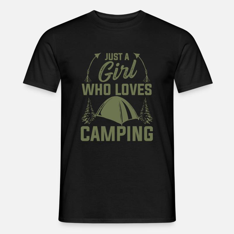 mädchen liebt camping - Männer T-Shirt - Schwarz