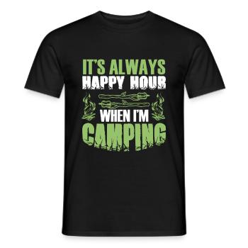 happy hour camping - Men's T-Shirt - black - Front - AI Model Male 178 light (178cm)
