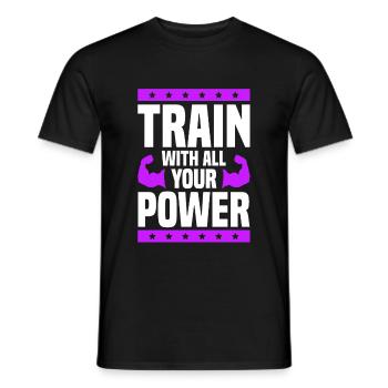 puissance de fitness d’entraînement - T-shirt homme - noir - Devant - AI Model Male 178 light (178cm)