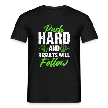 hard training fitness - Men's T-Shirt - black - Front - AI Model Male 178 light (178cm)