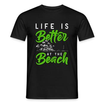 beach travel summer - Men's T-Shirt - black - Front - AI Model Male 178 light (178cm)