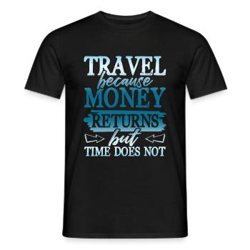 travel money time - Men's T-Shirt - black - Front - AI Model Male 178 light (178cm)