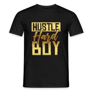 boy young hustle hard - Men's T-Shirt - black - Front - AI Model Male 178 light (178cm)