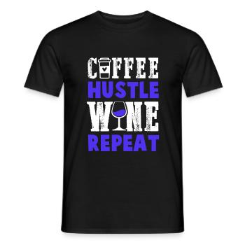kaffee wein repeat - Männer T-Shirt - Schwarz - Vorne - AI Model Male 178 light (178cm)