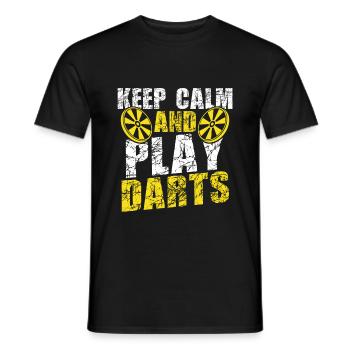 keep calm dart game - Men's T-Shirt - black - Front - AI Model Male 178 light (178cm)