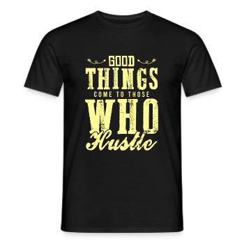 work hustle - Men's T-Shirt - black - Front - AI Model Male 178 light (178cm)