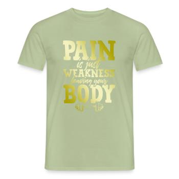 smerte kropskondition - Mænd T-shirt - salviegrøn - Foran - AI Model Male 178 light (178cm)