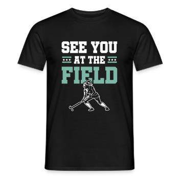 Field hockey sports - Men's T-Shirt - black - Front - AI Model Male 178 light (178cm)