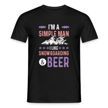 snowboarding und bier - Männer T-Shirt - Schwarz - Vorne - AI Model Male 178 light (178cm)