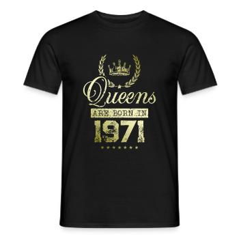 Queens born in 1971 - Männer T-Shirt - Schwarz - Vorne - AI Model Male 178 light (178cm)