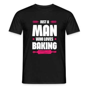 Man loves baking - Men's T-Shirt - black - Front - AI Model Male 178 light (178cm)